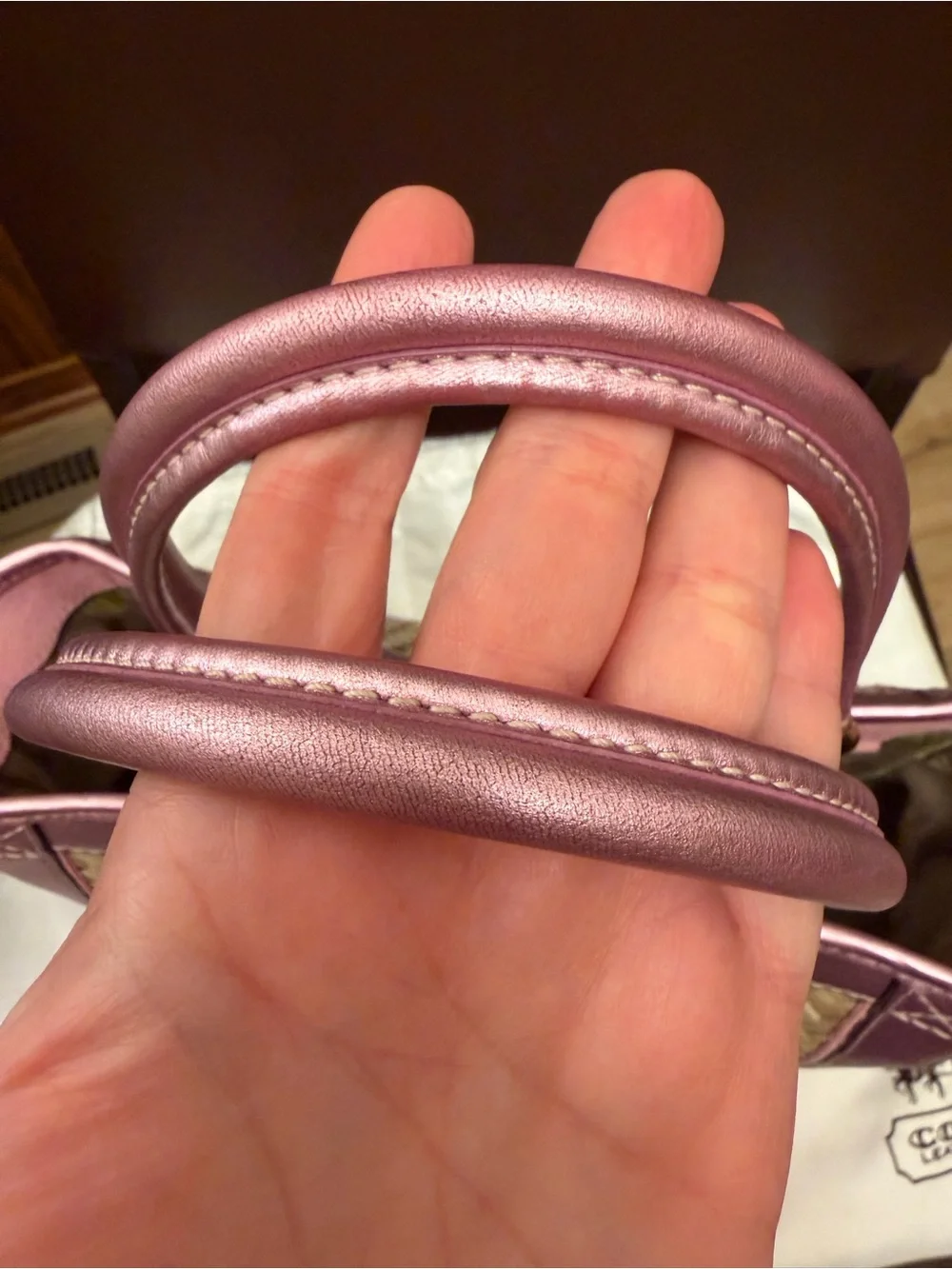 Vintage Coach Summer Satchel w/ Pink Metallic Leather, Suede & Gold Hardware